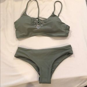 Cute Brand New Olive Green Swim Set